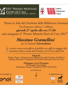 Milano: Massimo Gramellini riceve il Montale fuori di casa 2017 alla Sormani